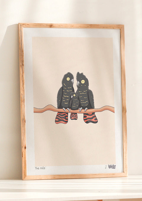 Create Your Own Black Cockatoo Family Print