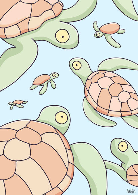 Turtle Party Art Print